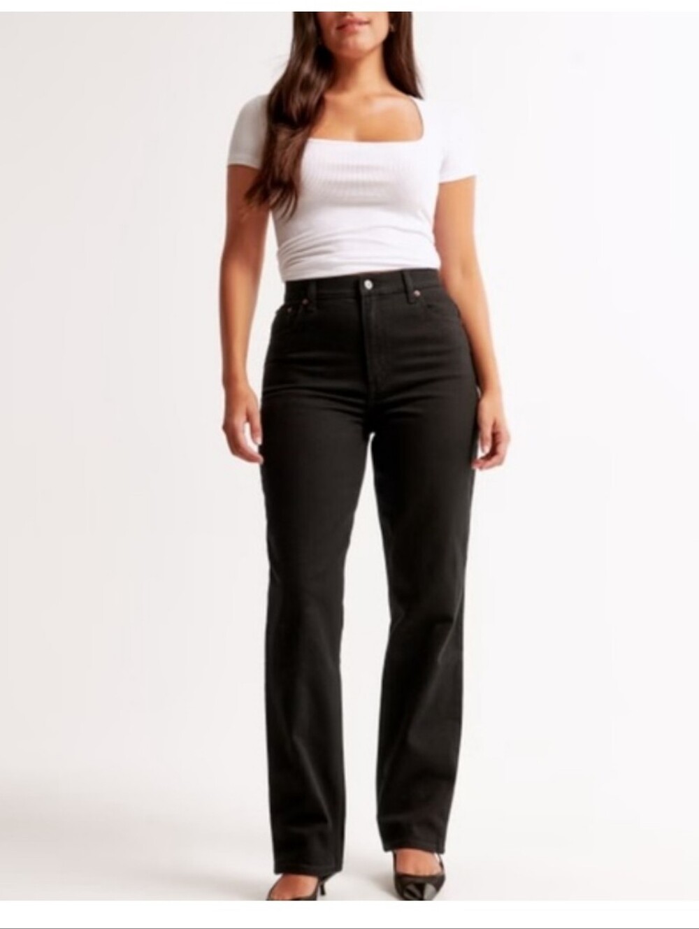 Abercrombie & Fitch Curve Love Black 90's Staight Ultra High Rise Jeans Sz 28
